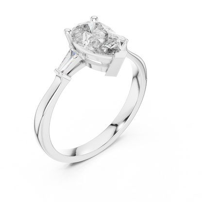 Oval Side Stone Lab Grown Diamond Ring