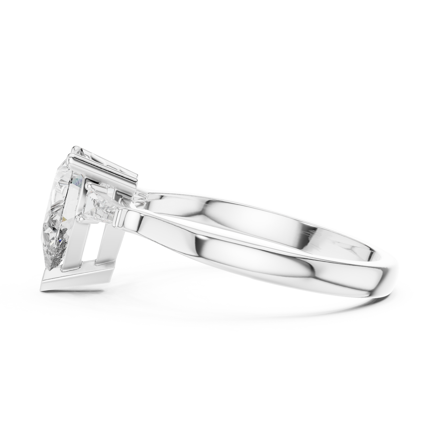 Oval Side Stone Lab Grown Diamond Ring