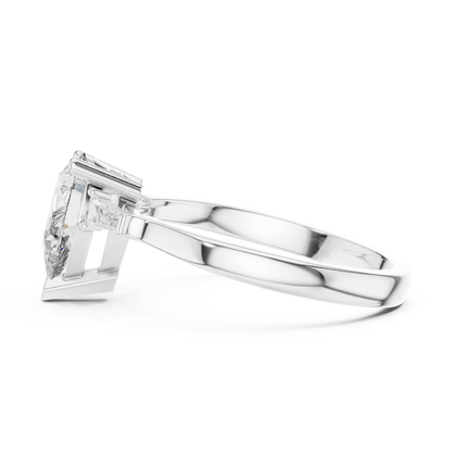Oval Side Stone Lab Grown Diamond Ring