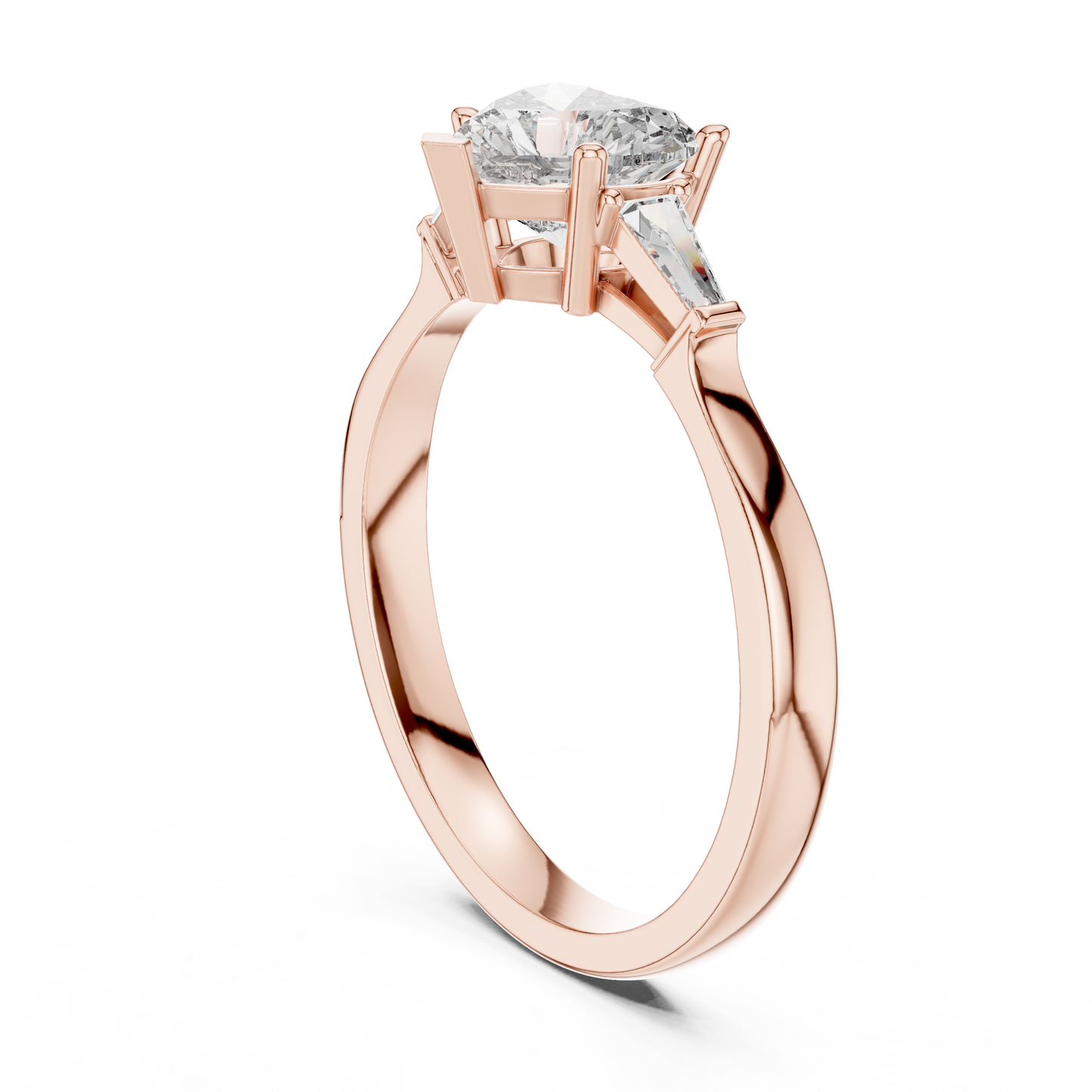 Round Side Stone Lab Grown Diamond Ring