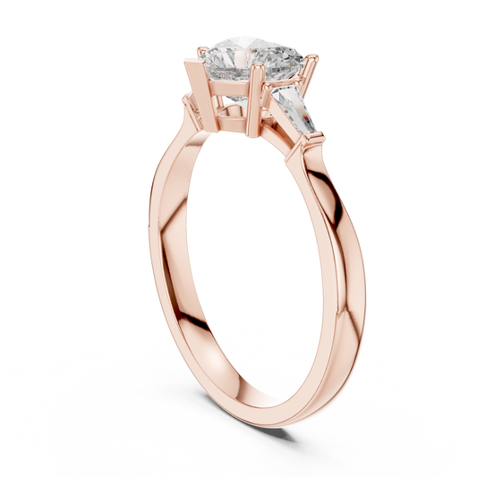 Round Side Stone Lab Grown Diamond Ring