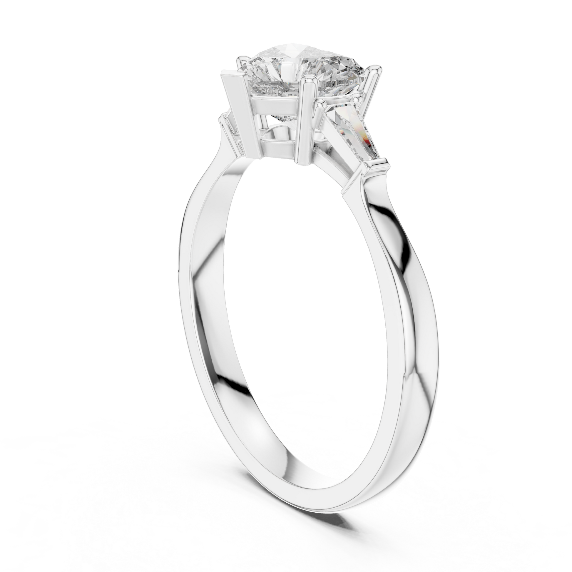 Round Side Stone Lab Grown Diamond Ring