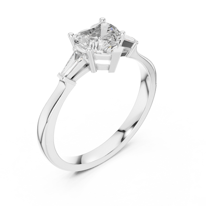 Round Side Stone Lab Grown Diamond Ring