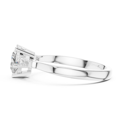 Round Side Stone Lab Grown Diamond Ring