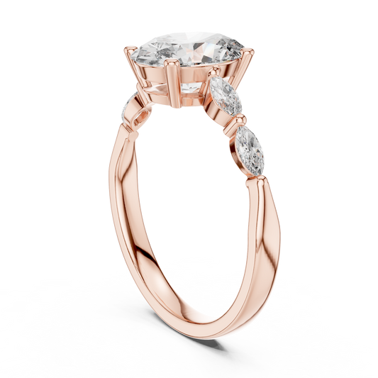 Pear Side Stone Lab Grown Diamond Ring