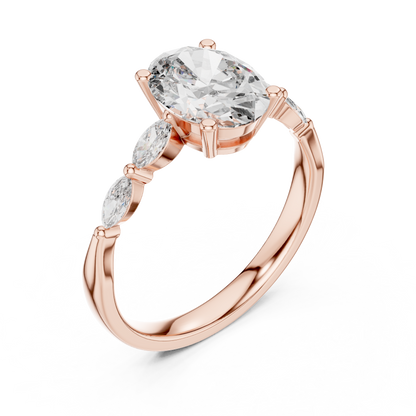 Pear Side Stone Lab Grown Diamond Ring