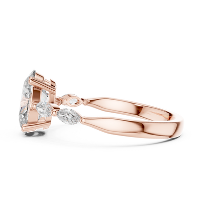 Pear Side Stone Lab Grown Diamond Ring