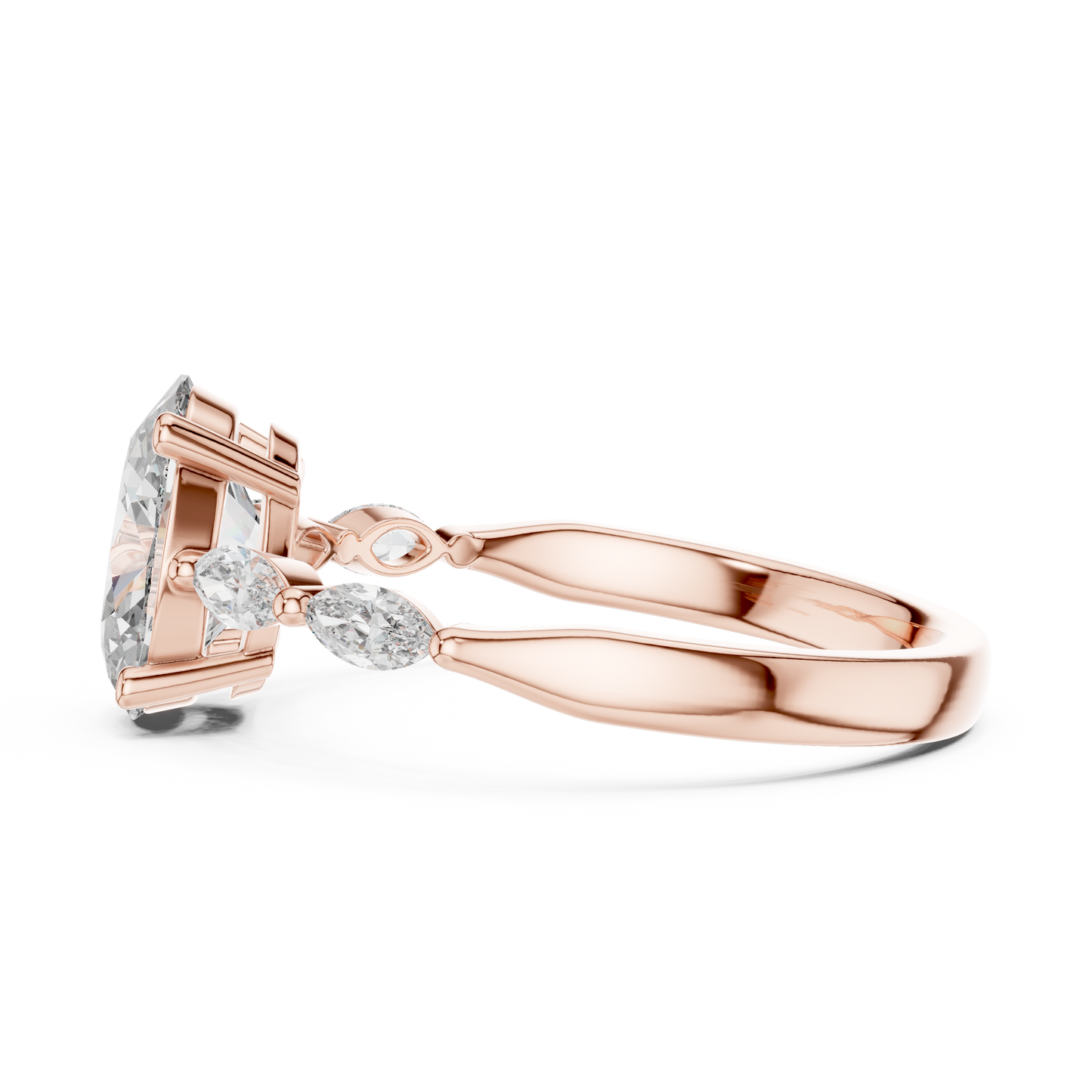Pear Side Stone Lab Grown Diamond Ring
