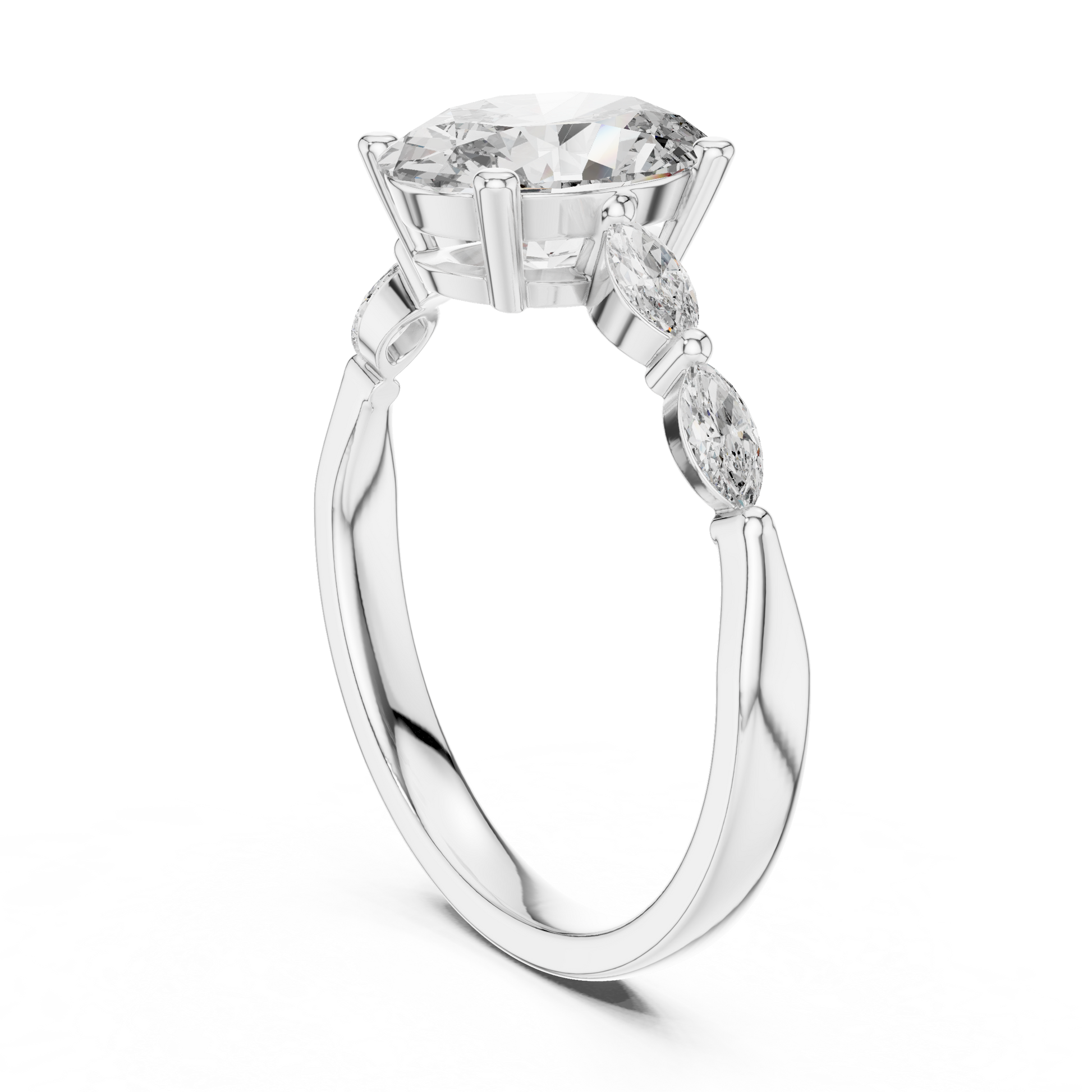 Pear Side Stone Lab Grown Diamond Ring