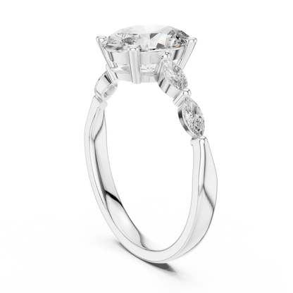 Pear Side Stone Lab Grown Diamond Ring