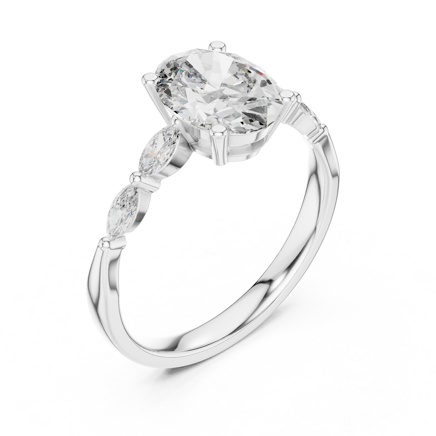 Pear Side Stone Lab Grown Diamond Ring