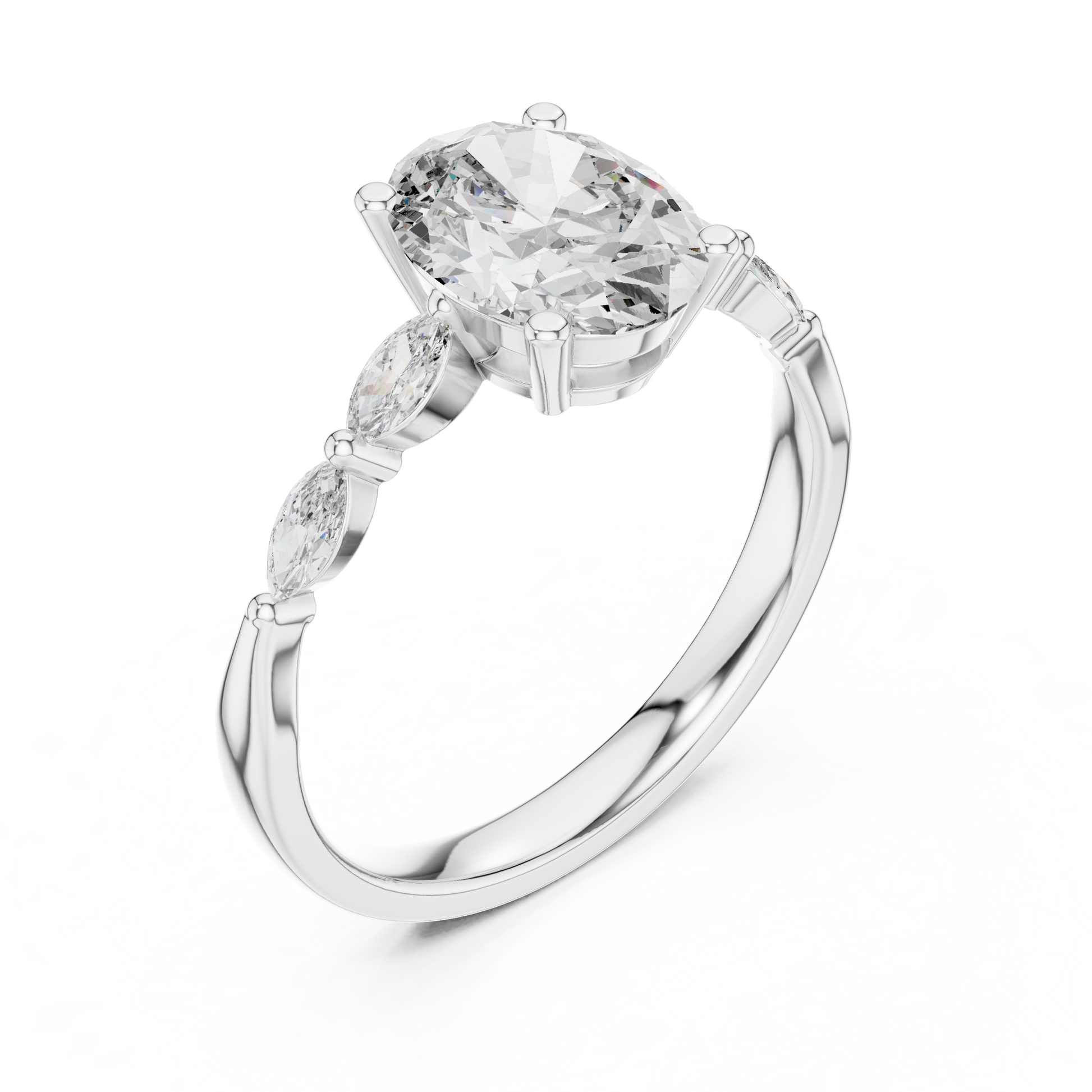 Pear Side Stone Lab Grown Diamond Ring