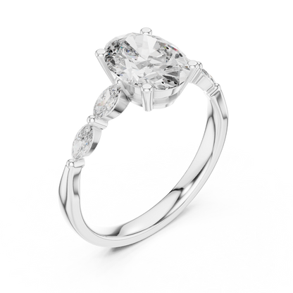 Pear Side Stone Lab Grown Diamond Ring