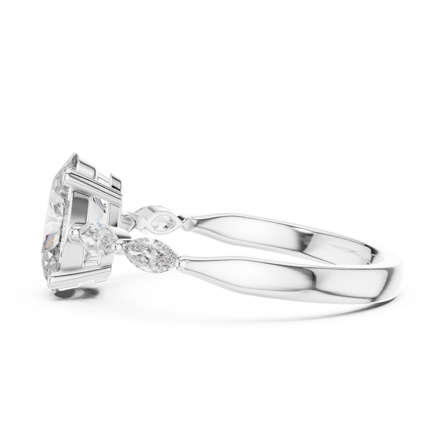 Pear Side Stone Lab Grown Diamond Ring