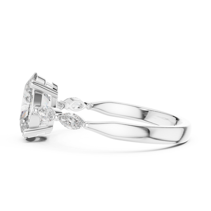 Pear Side Stone Lab Grown Diamond Ring