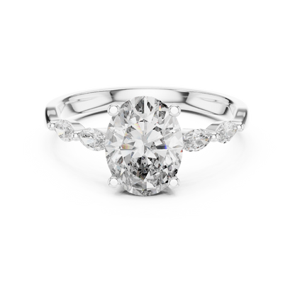 Pear Side Stone Lab Grown Diamond Ring