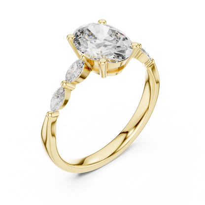 Pear Side Stone Lab Grown Diamond Ring