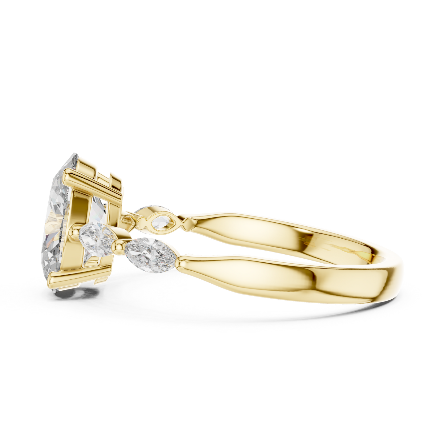 Pear Side Stone Lab Grown Diamond Ring