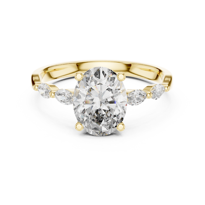 Pear Side Stone Lab Grown Diamond Ring