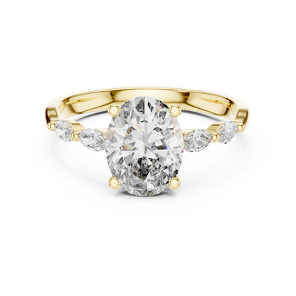 Pear Side Stone Lab Grown Diamond Ring