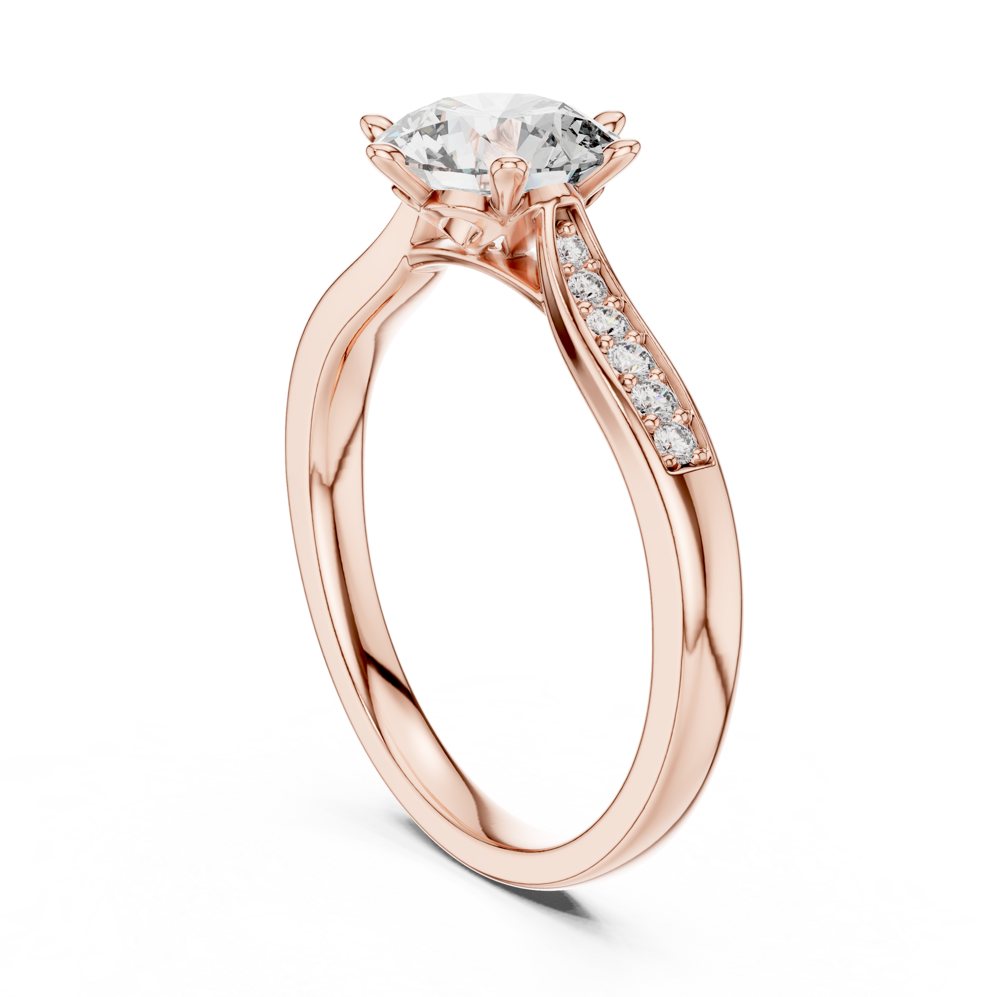 Round Side Stone Lab Grown Diamond Ring