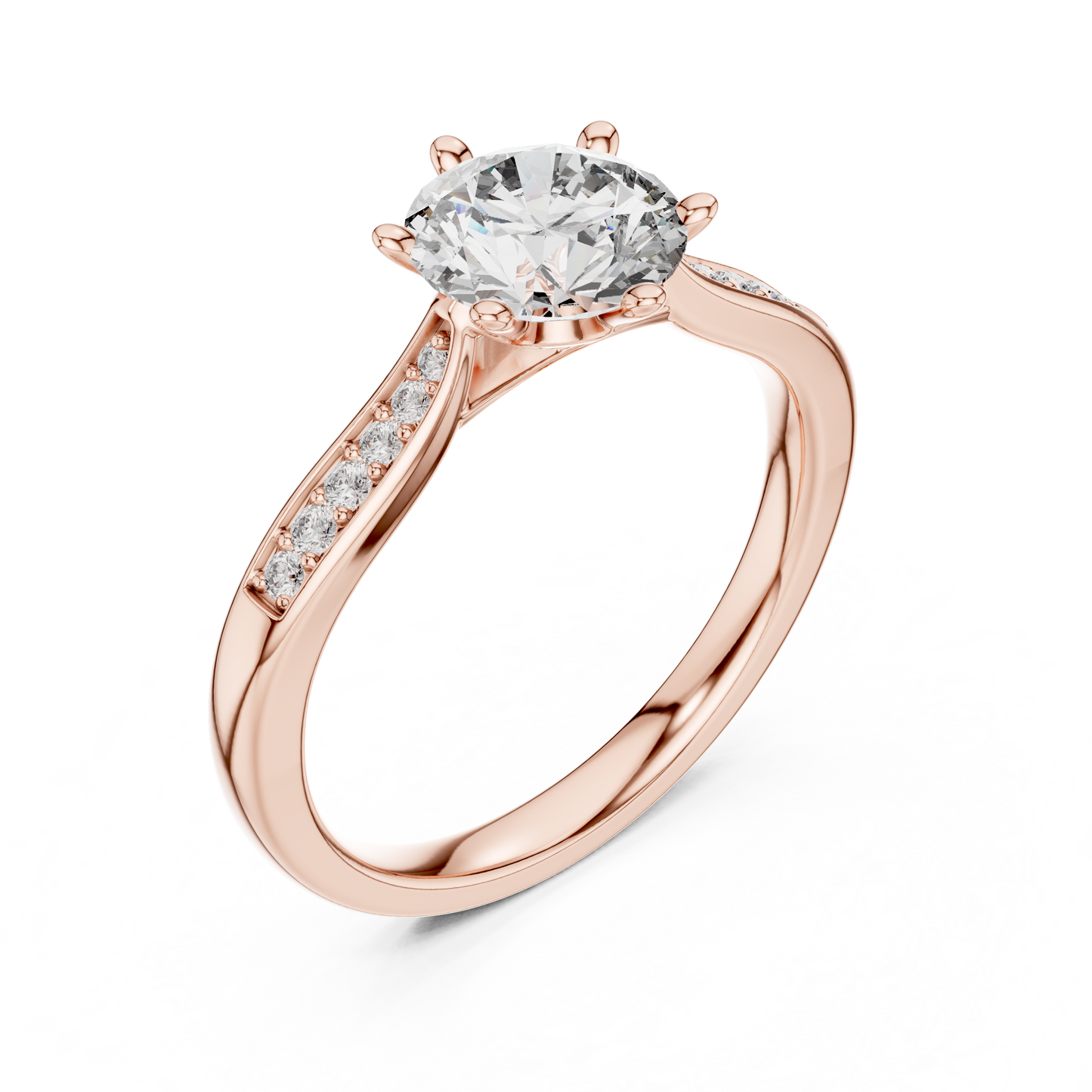 Round Side Stone Lab Grown Diamond Ring