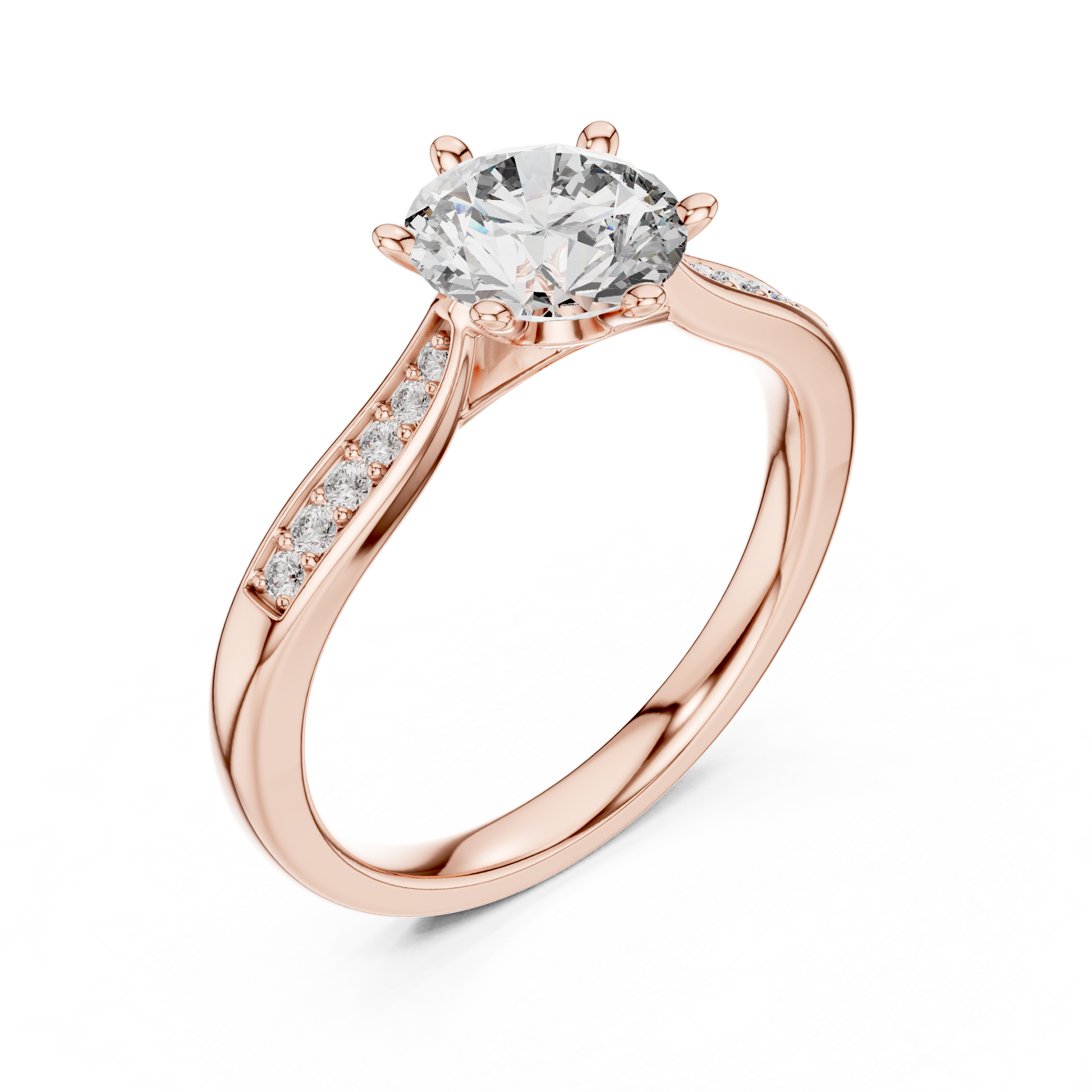 Round Side Stone Lab Grown Diamond Ring