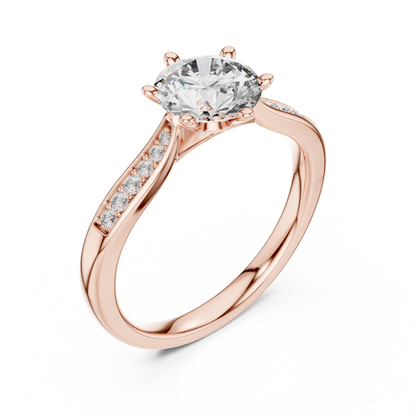 Round Side Stone Lab Grown Diamond Ring
