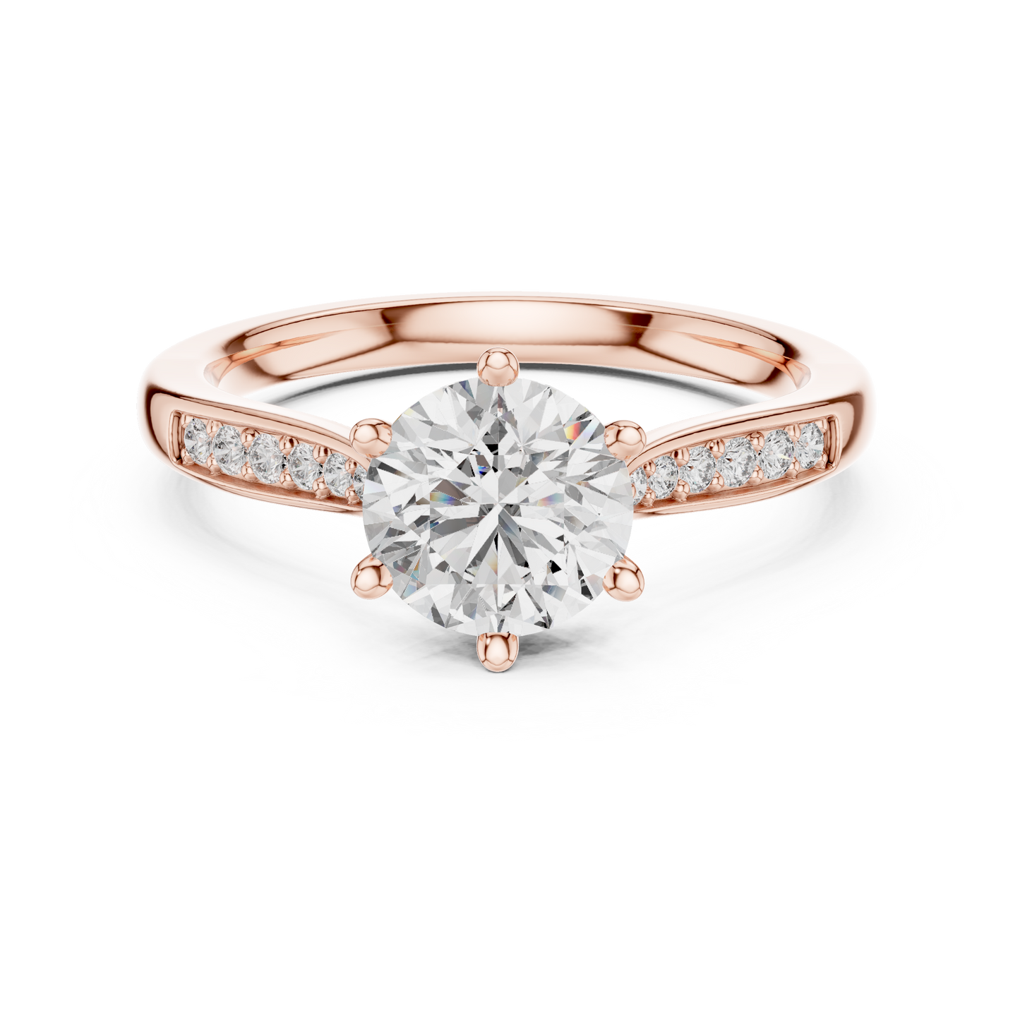 Round Side Stone Lab Grown Diamond Ring
