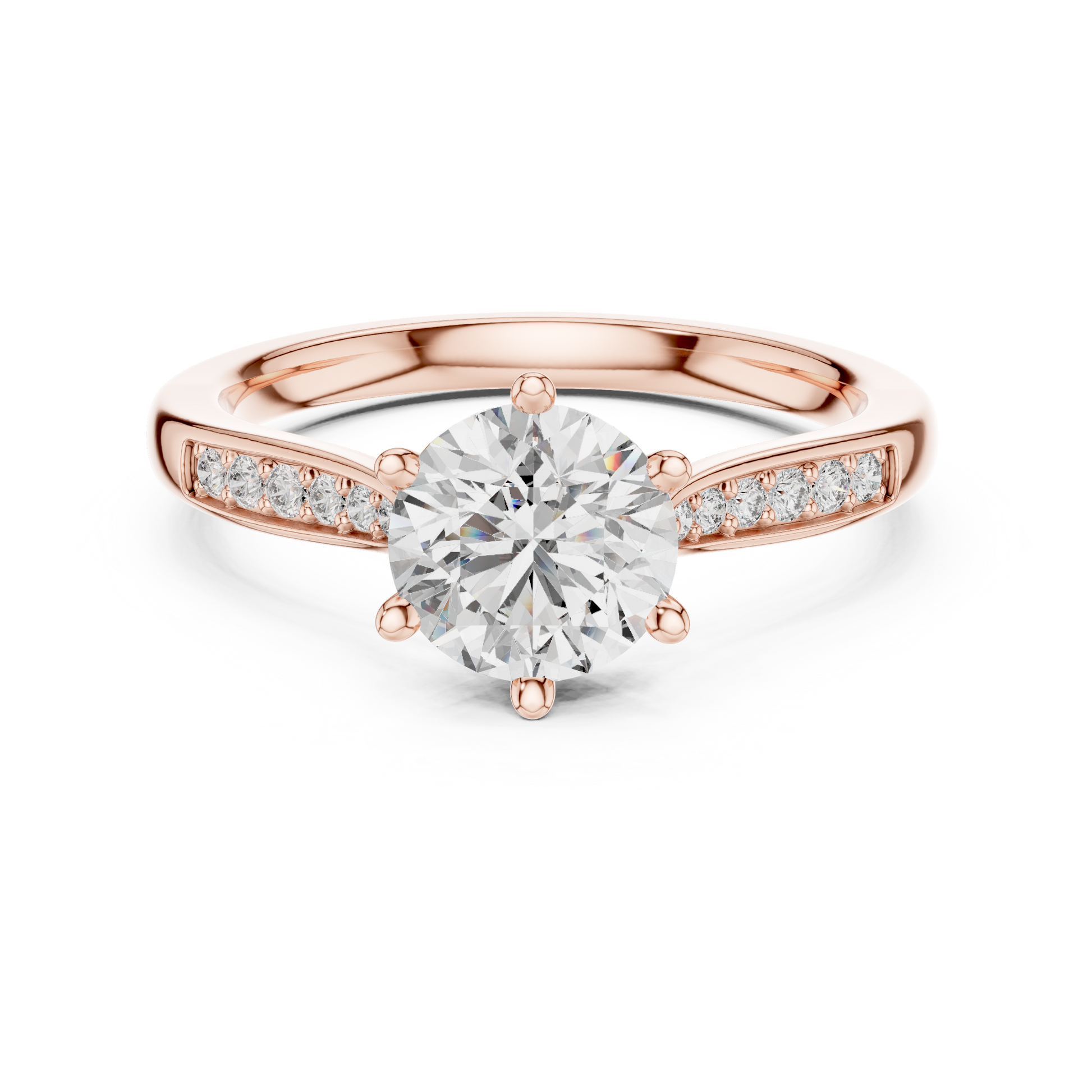 Round Side Stone Lab Grown Diamond Ring