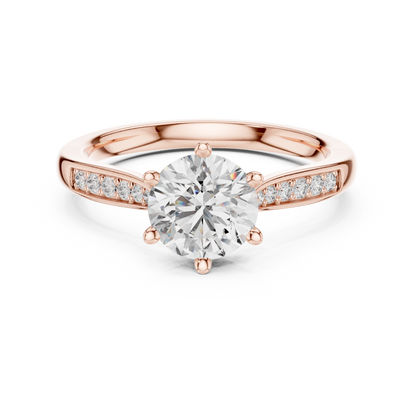 Round Side Stone Lab Grown Diamond Ring