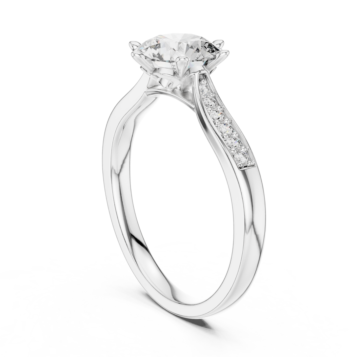 Round Side Stone Lab Grown Diamond Ring