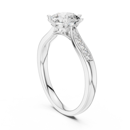 Round Side Stone Lab Grown Diamond Ring