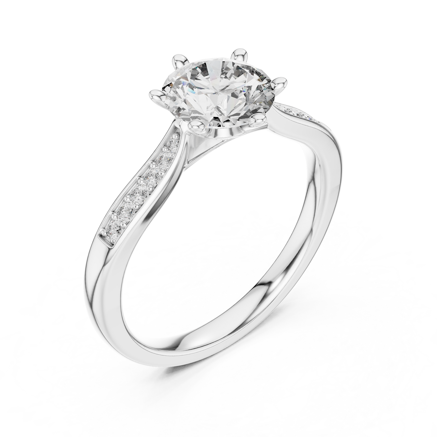 Round Side Stone Lab Grown Diamond Ring