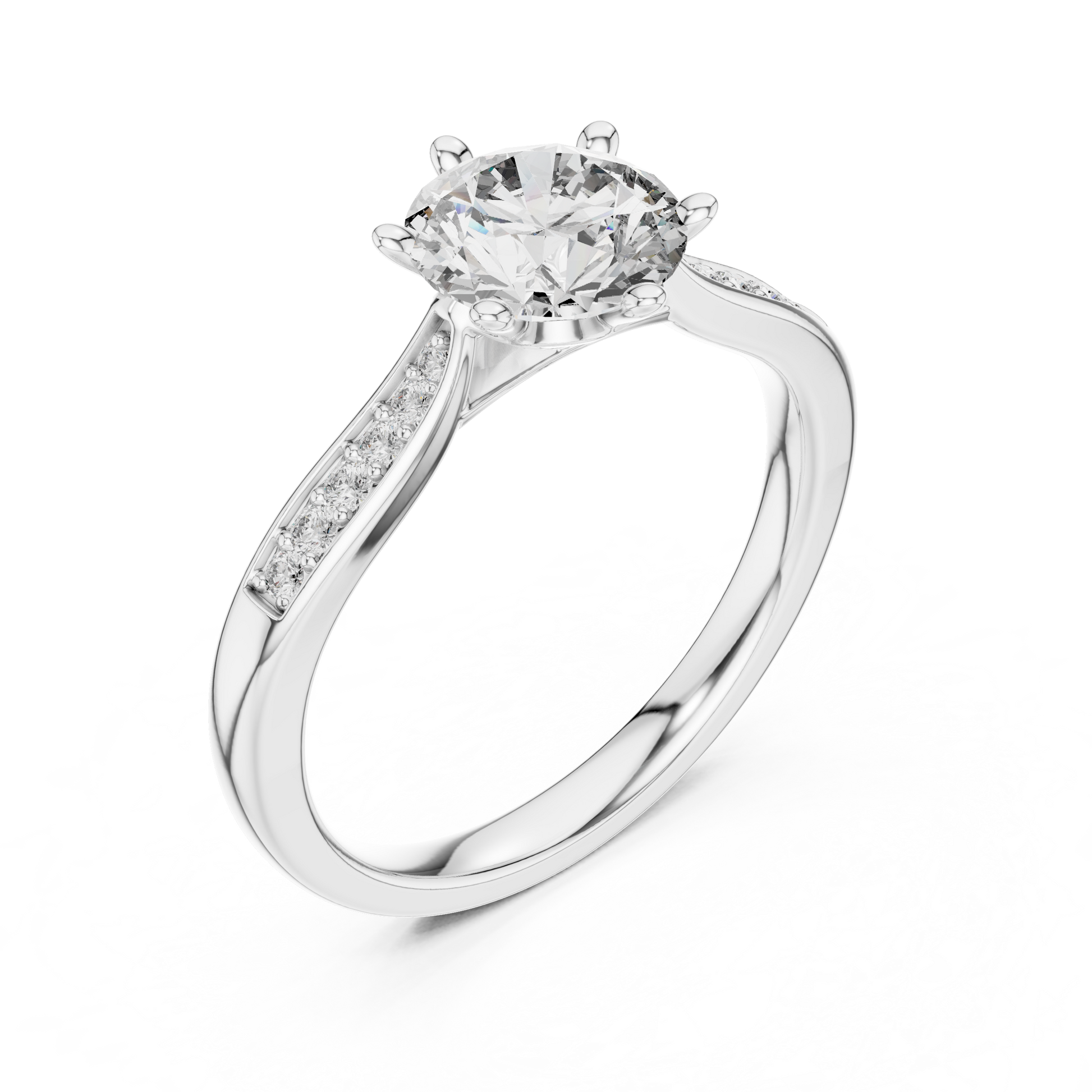 Round Side Stone Lab Grown Diamond Ring