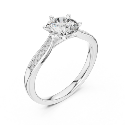 Round Side Stone Lab Grown Diamond Ring