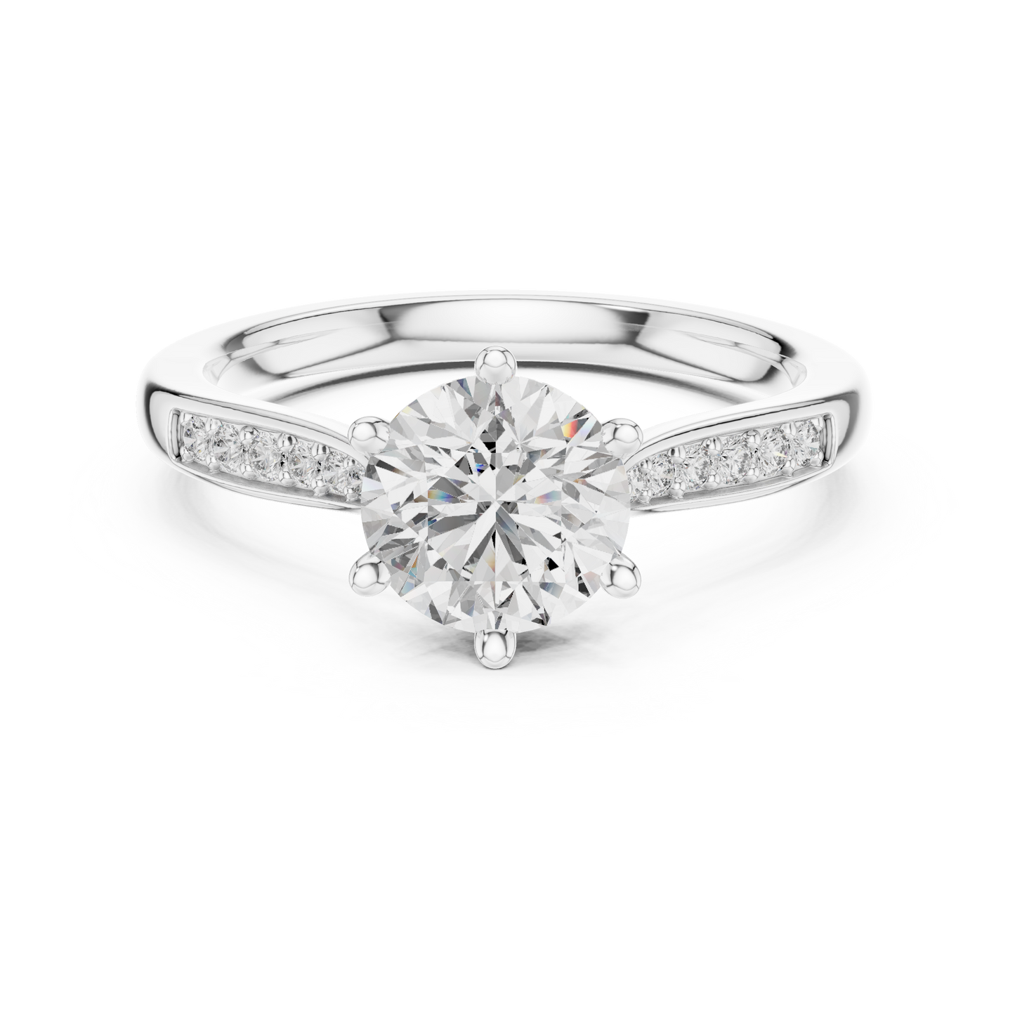 Round Side Stone Lab Grown Diamond Ring
