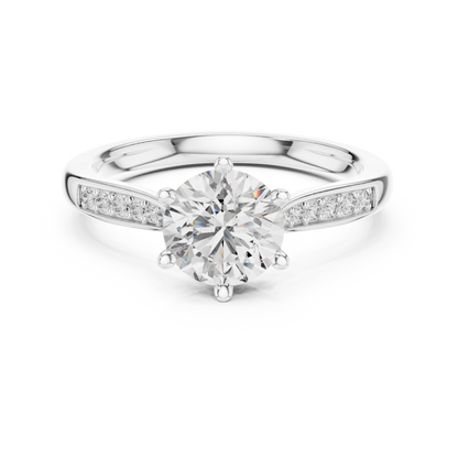 Round Side Stone Lab Grown Diamond Ring