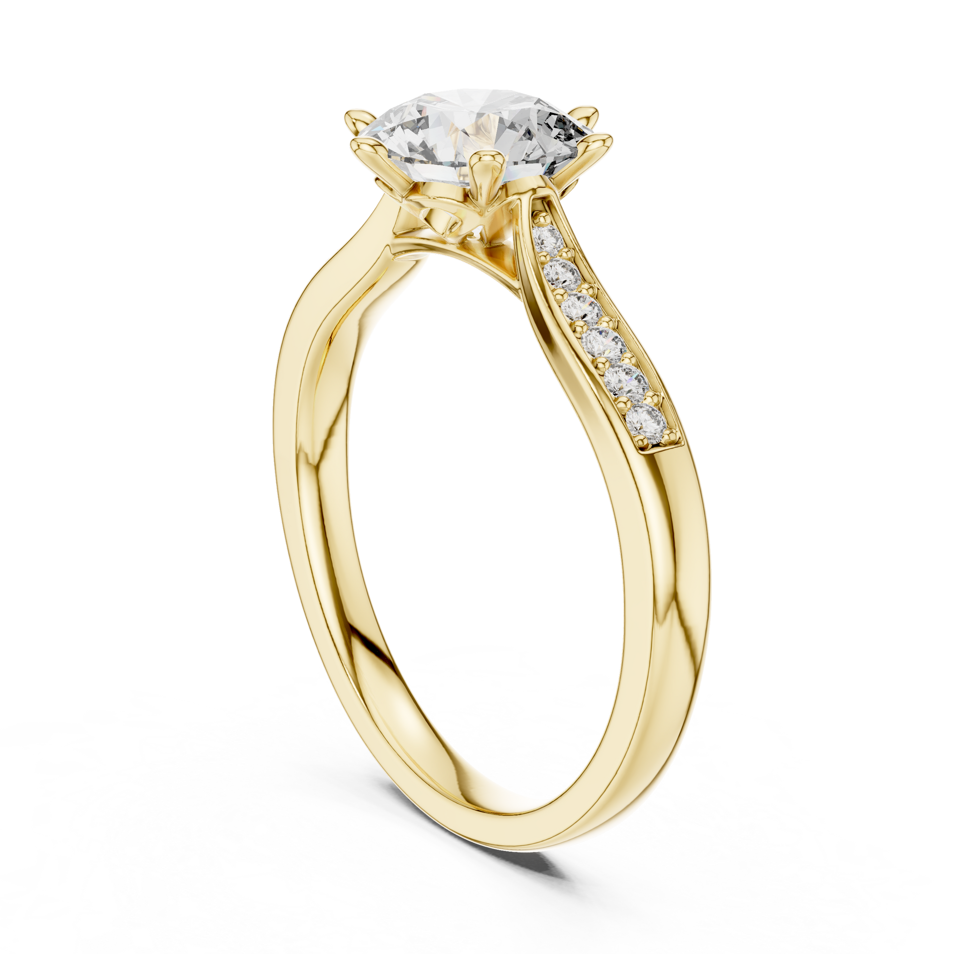 Round Side Stone Lab Grown Diamond Ring