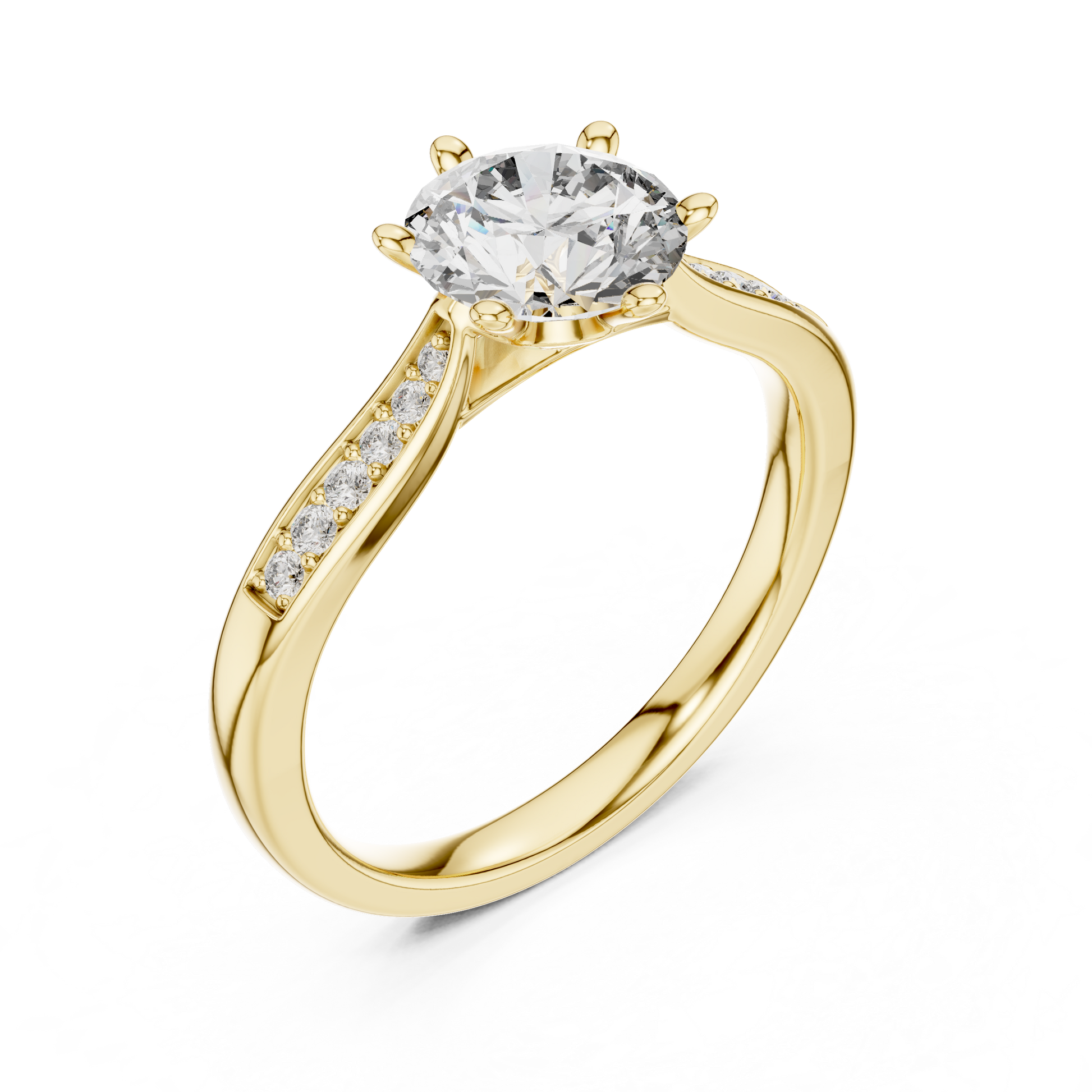 Round Side Stone Lab Grown Diamond Ring