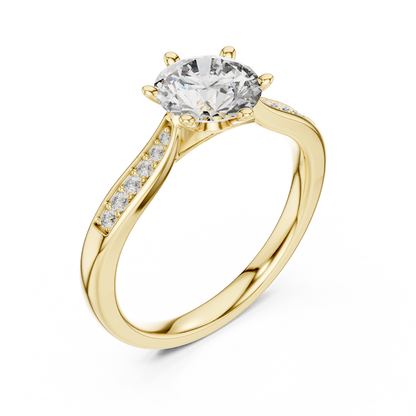 Round Side Stone Lab Grown Diamond Ring