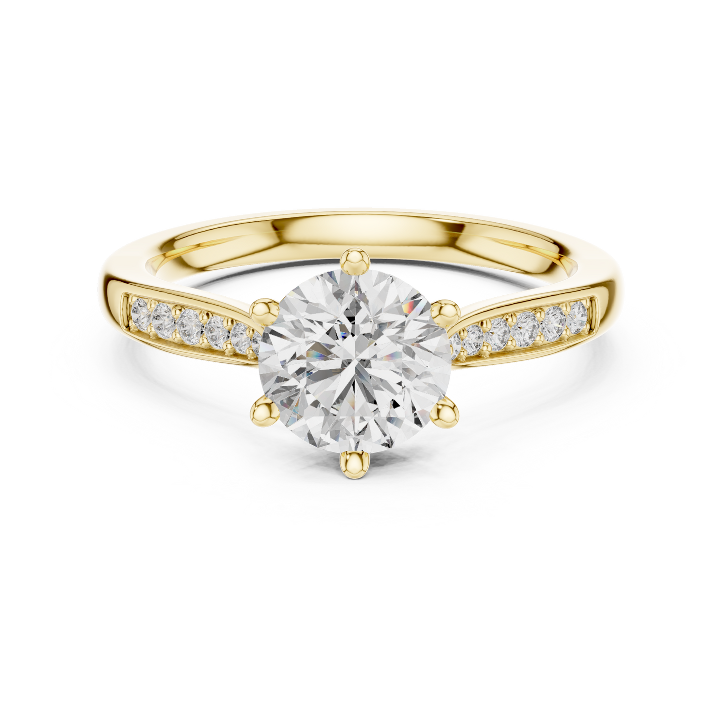 Round Side Stone Lab Grown Diamond Ring