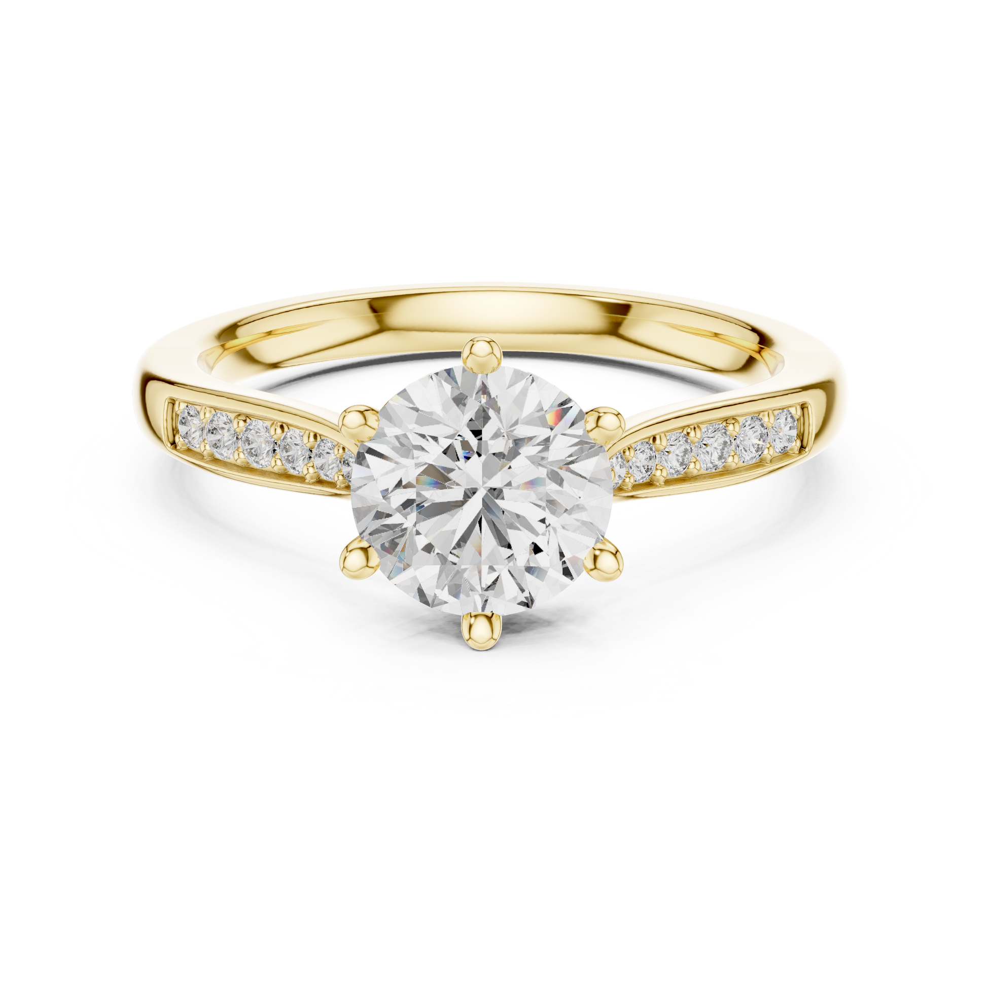 Round Side Stone Lab Grown Diamond Ring
