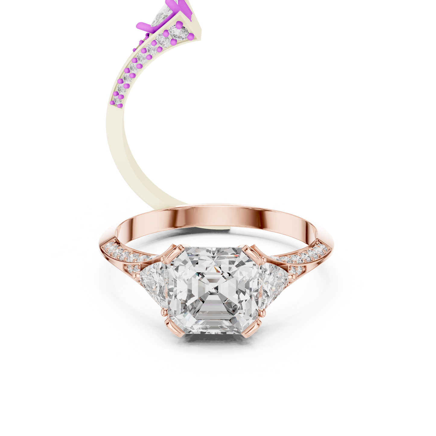 Mixed Shape Lab Grown Diamond Side Stone Ring