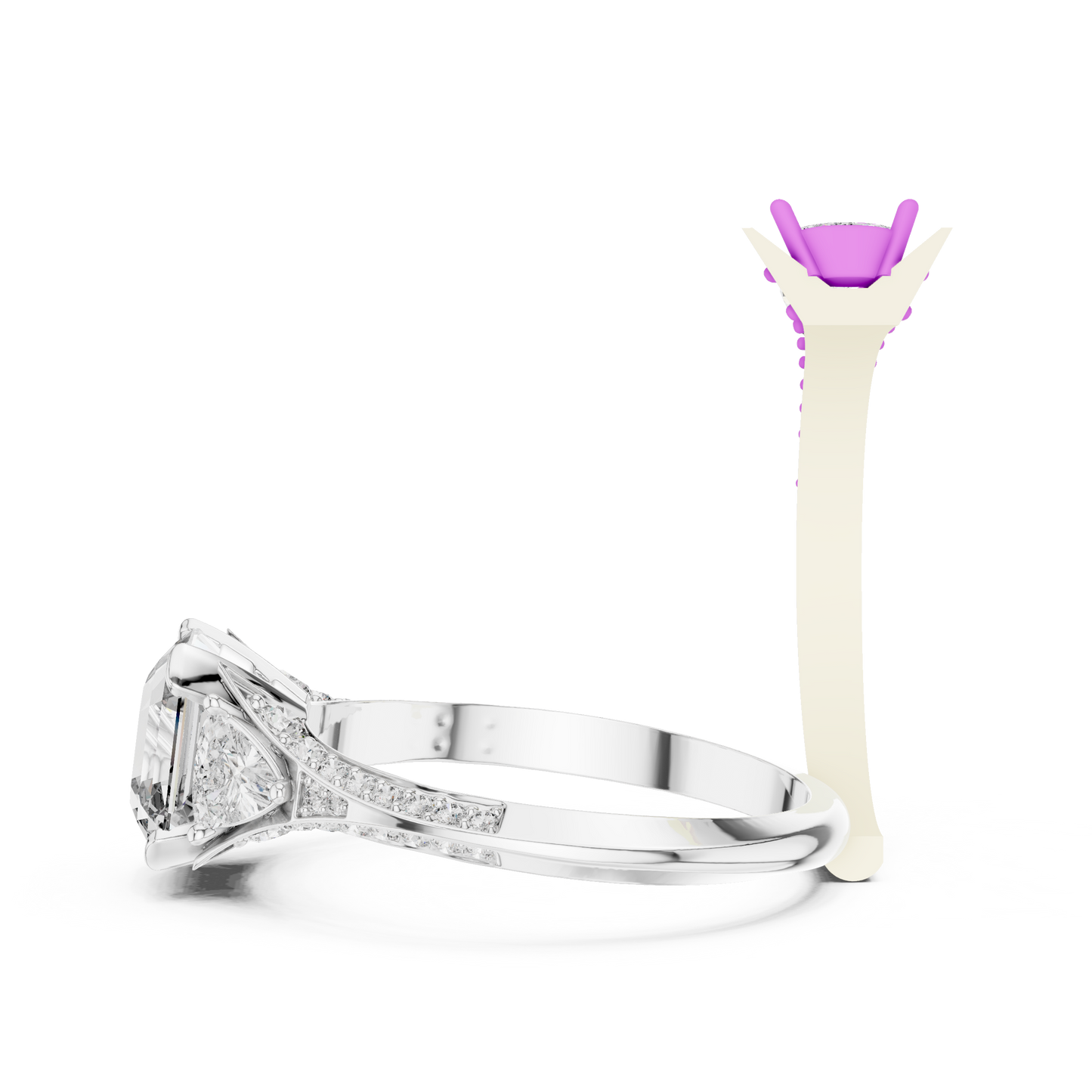Mixed Shape Lab Grown Diamond Side Stone Ring