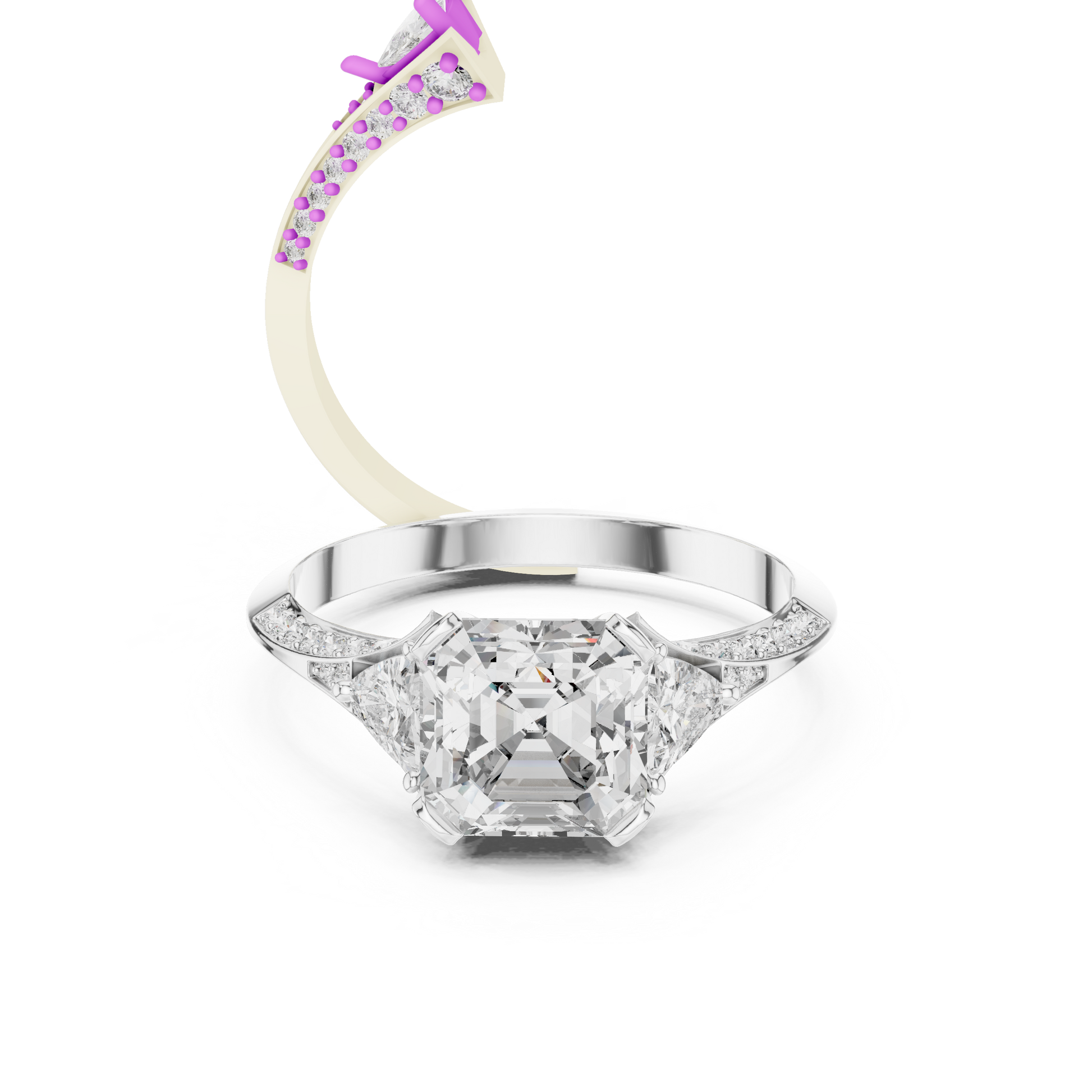 Mixed Shape Lab Grown Diamond Side Stone Ring