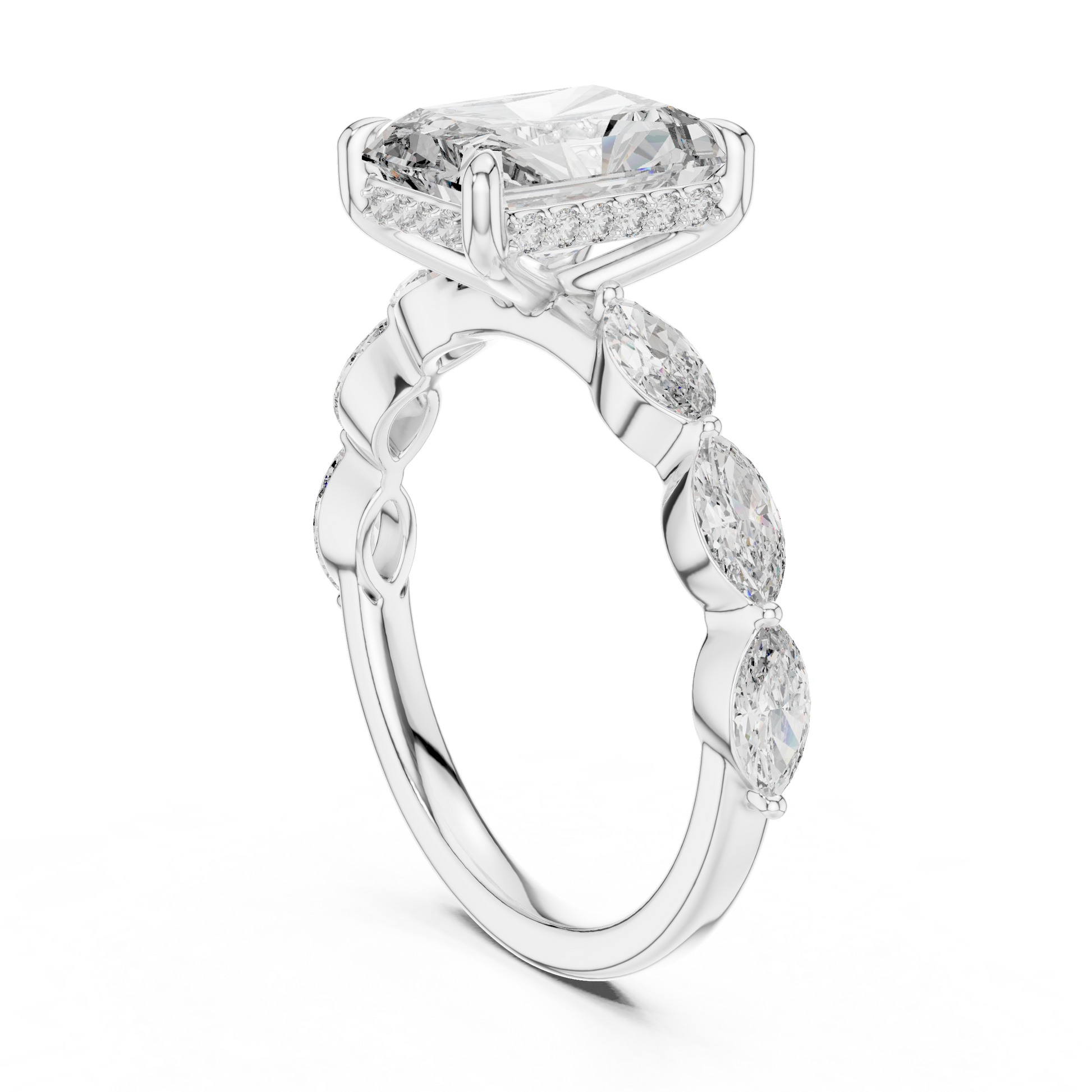 Mixed Shape Lab Grown Diamond Side Stone Ring