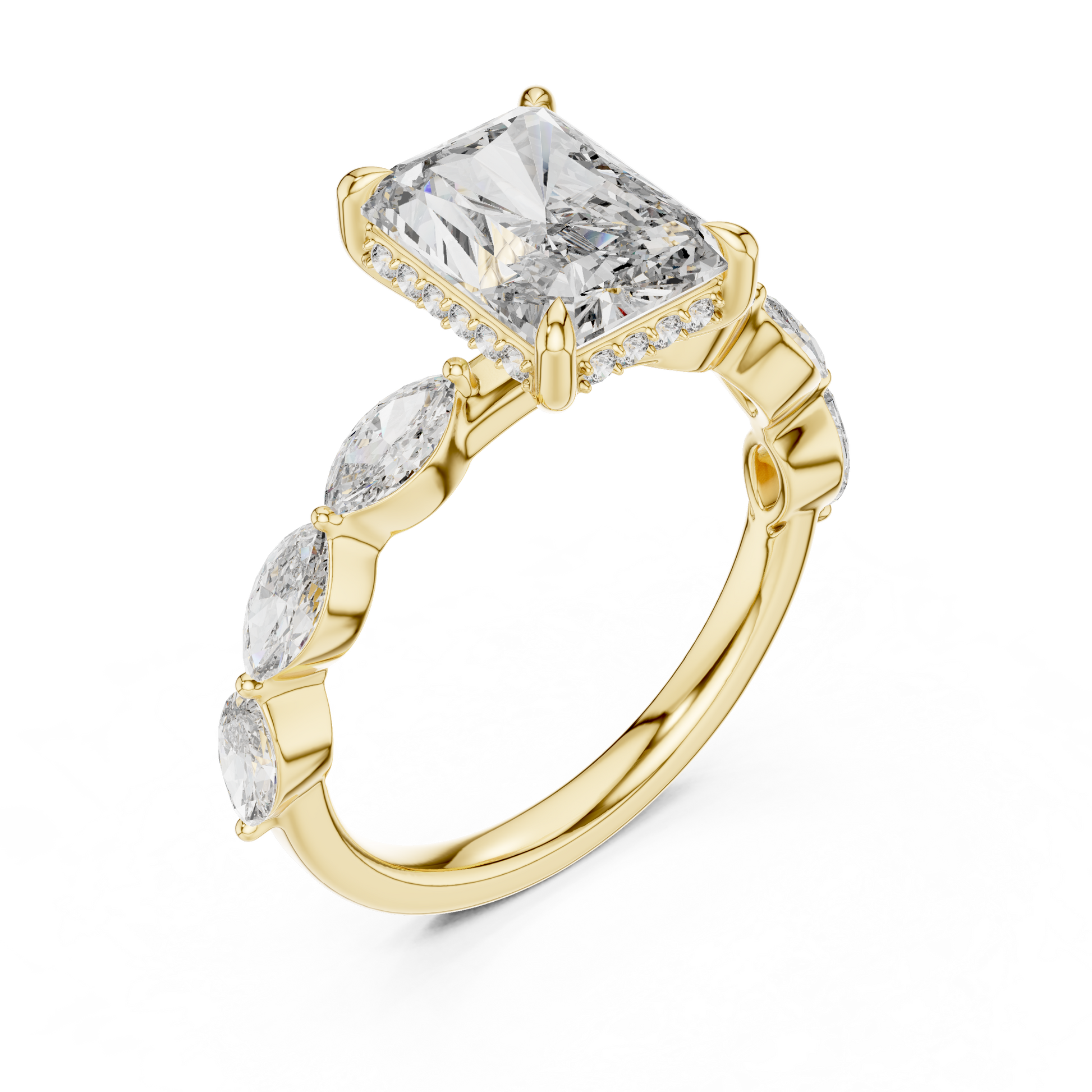 Mixed Shape Lab Grown Diamond Side Stone Ring
