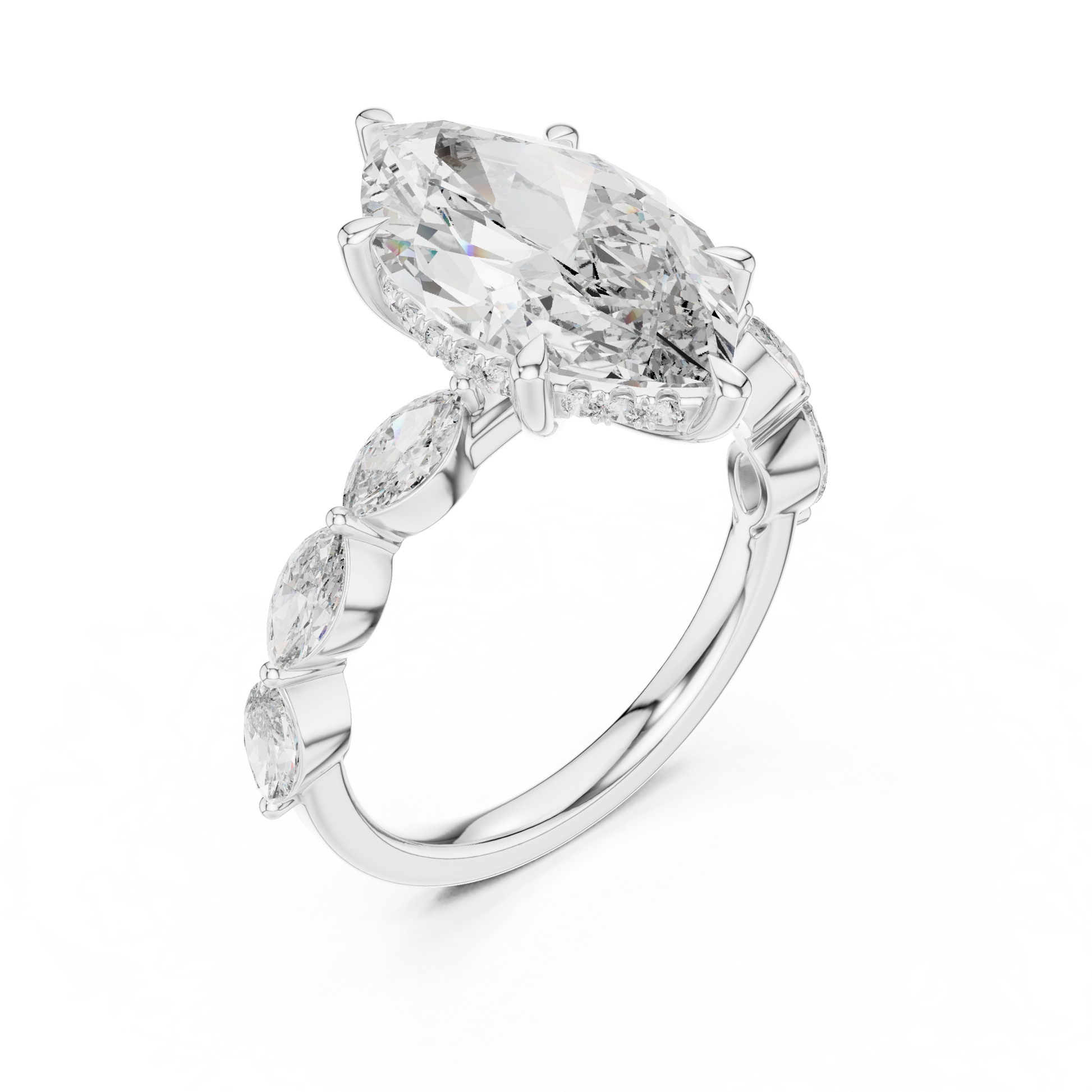 Mixed Shape Lab Grown Diamond Side Stone Ring