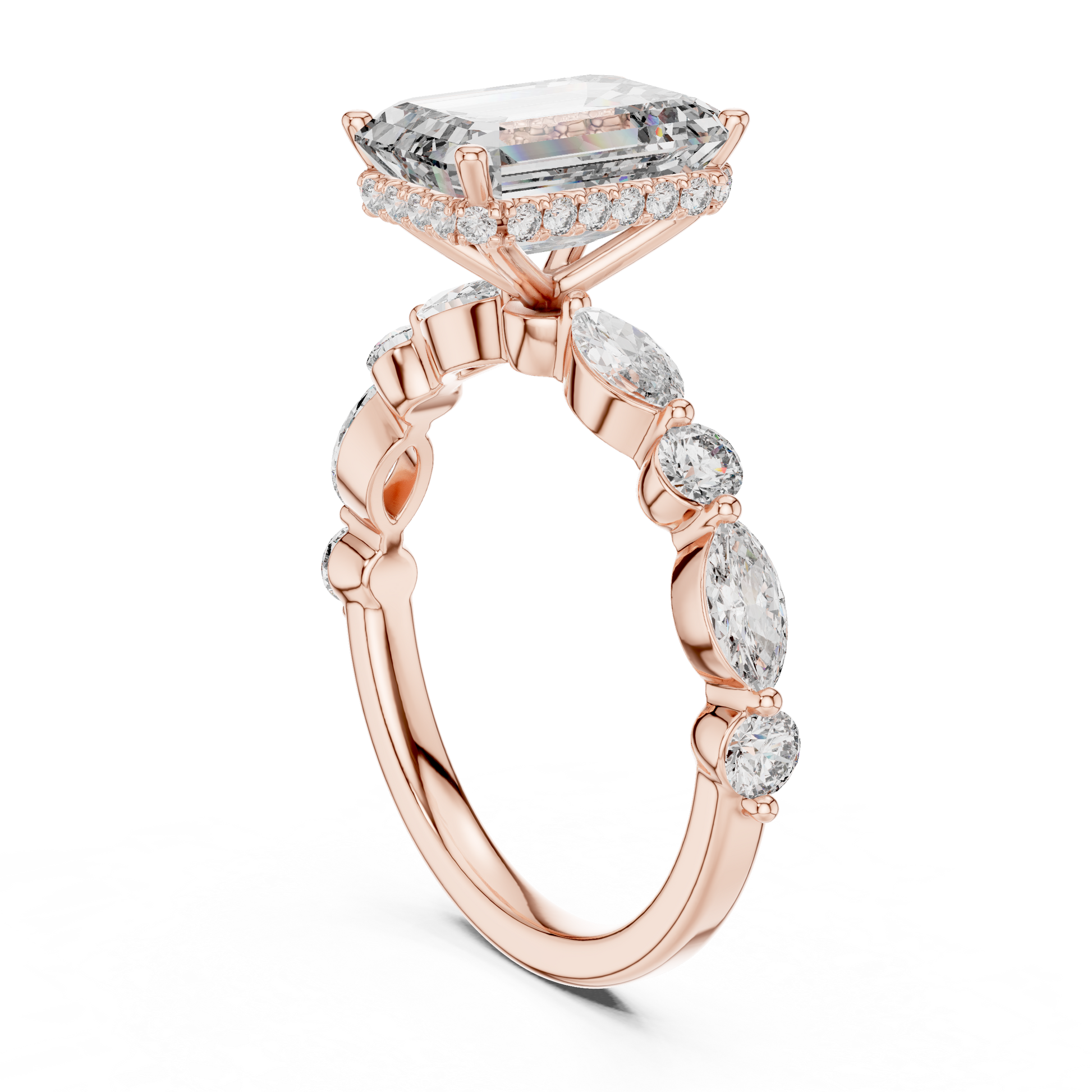 Mixed Shape Lab Grown Diamond Side Stone Ring